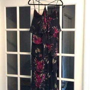 Last Call- Feminine Floral straps w/off shoulder ruffle dress